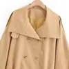 Ropa de Mujer Transfronteriza Primavera y Otoño 2026 Moda Europea y Americana Gabardina de Doble Botón Holgada de Cuello Alto con Cinturón para Mujer A77055