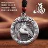 Colgante Zodiacal Doble Cara Chapado en Plata Amuleto Puro para Hombres y Niñas Cadena de Suéter Retro de Moda Venta Directa de Fábrica