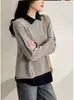 2026 Novo Outono Inverno Gola Falsa Duas Peças Malha Camada Base Top Feminino Solto Aumentado Quente Roupa Íntima Camiseta Top