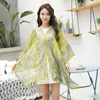 Chal Protector Solar Ciclismo Playa Multiusos Bufanda de Seda Chifón Estampada Prueba de UV Set Flor de Anacardo Chal de Perlas