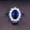 Celebrante en línea Venta Caliente en Vivo Nuevo Anillo Tesoro Color Zafiro Real Lujo Europeo y Americano Grupo Incrustado Diamante Completo Apertura Anillo de Mujer