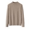 Suéter de Cashmere Feminino Tricô Fino Meia-Gola Outono e Inverno Novo Camada Base Lisa Cor Pura Ponto 16 Ombros Lisos