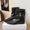 Nuevas Botas Western 2026 Suela Blanda Apilada Punta Cuadrada 4cm Botas de Pantalón Cuero Retro Francés Hebilla Aumento de Altura Interior Otoño Invierno