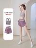 Traje de yoga a juego de colores, pantalones cortos de dos piezas falsos antiluz, ropa interior deportiva desnuda, chaleco de yoga para correr y fitness