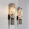 Lámpara de pared de mármol de cobre para sala de estar, pared de fondo de TV, dormitorio, lámpara de mesita de noche, lámpara creativa de diseñador de lujo para escaleras, porche