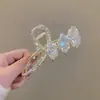 Pin de Hoja de Ginkgo de Gama Alta Pasador de Metal con Diamantes Accesorios para el Cabello de Mujer en la Parte Trasera de la Cabeza Pin de Tiburón Grande de Celebridad de Internet
