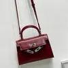 Bolso Mini Kelly Rojo de Segunda Generación para Mujer, Nuevo Modelo Primavera/Verano 2026, Bolso de Mano con Textura de Alta Calidad, Bolso de Hombro y Cruzado