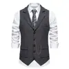 2026 Cross-Border Amazon Colete de Terno Masculino em Tweed Espinha de Peixe Colete Retro com Lapela de Cota de Malha para Homens