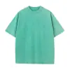 Moda Callejera Retro para Hombre Marca de Moda Callejera 230G Hilo Doble Algodón Puro Manga Corta Camiseta para Hombre Color Sólido Camiseta Holgada para Hombres Mayores
