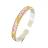Novo Estilo Chinês Pé Prata 9999 Ouro Traçado Esmalte Flor de Lótus Pulseira de Prata Feminina Prata Estilo Nacional Sólido Aberto Pulseira de Prata