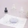 Botella rociadora corta y de manga plana de 250 ml, botella rociadora de alcohol transparente, botella rociadora de hidrosol azul, botella de perfume de 250 ml