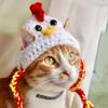 Cross-border novo artesanal crocheted bonito dos desenhos animados de três olhos menino stillson gato cão universal pet cap