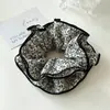 Scrunchie Pequeno Floral de Renda para Mulheres, Estilo Retrô Francês de Alto Padrão, Elástico de Cabelo para Coque de Saia, Acessório de Cabelo para Meninas