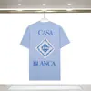 Nueva Camiseta de Manga Corta Casablanca, Marca de Nicho de Moda, Camiseta Personalizada con Estampado Casa en Letras Rojas Puerta Azul Fantasía
