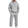 Conjunto de Sudadera con Capucha y Pantalones Deportivos Rectos para Hombre Amazon Transfronterizo de Peso Medio Textura Waffle Holgado para el Trabajo Primavera y Otoño