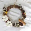 Kit de Manualidades Navideñas Estilo Rústico Americano, incluye materiales para hacer coronas, adecuado para jardines de infancia, floristerías y decoraciones de puertas interiores