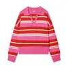 Vendedor Caliente Transfronterizo de AliExpress Nuevas Llegadas Primavera 2026 Camisa Polo de Punto Rayado Simple de Moda para Mujer 5536012