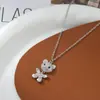 Collar de Oso con Microincrustaciones de Circonita y Diamantes Completos Estilo Coreano Tendencia para Mujer Diseño Moderno Cadena Sencilla de Moda para Clavícula