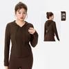 Ropa Exterior Deportiva de Otoño e Invierno Tallas Grandes para Mujeres Gorditas mm Cintura Suelta Aspecto Adelgazante Manga Larga Ropa de Yoga Exterior Cordón Superior de Fitness
