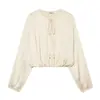 Ropa de Mujer al por Mayor Zr Comercio Exterior Transfronterizo en Stock, Popular en Aliexpress, Moda Europea y Americana Camisa de Satén de Seda Texturizado Estilo Globo