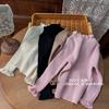 Ropa infantil coreana, otoño 2024, suéter de punto de manga larga estilo occidental para niñas, camisa básica combinable para niños