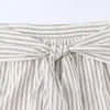 TAOP&ZA Comércio Exterior Transfronteiriço Roupas Femininas 2026 Novo Atacado Retrô Americano Lenço Amarrado Listrado Calça de Perna Larga