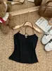 2025 Novo Top Camisola Sexy de Miçangas Pure Desire Slim Fit Feminino Versátil Tudo-em-Um com Bojo