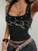 2026 Camisola estampada transfronteriza europea y americana sexy para chica caliente top corto punk gótico Y2K camiseta sin mangas personalizada al por mayor