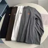 Camiseta de Manga Larga Estampada de Algodón Puro Cepillado con Bordado de Calabaza Pequeña Otoño e Invierno Engrosada Cálida y de Moda Top Básico Trendy
