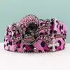 Cinto Larga Estilo Y2K com Estampa de Leopardo Decorado com Strass para Mulheres, Moda Europeia e Americana Personalidade Cinto Jeans com Pedrarias e Cruz