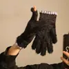 Guantes de Felpa de Cinco Dedos con Pantalla Táctil Guantes de Ciclismo Gruesos de Lana Cálidos de Invierno para Estudiantes Guantes de Ciclismo con Pantalla Táctil de Piel de Visón