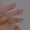 Pendientes Sencillos Estilo Coreano Mini Largos con Colgante de Cielo Estrellado Gota de Agua para Mujer Pendientes Franceses de Diamante Roto Zirconia Gota de Agua para Mujer