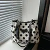 Bolsa de Ombro Casual Grande Capacidade Color Block de Lona com Bolinhas Moda 2026 Nova Elegante Retrô Tote Bolsa Feminina Transfronteiriça