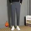 Pantalones de Invierno para Hombre talla grande con forro polar Engrosados Cálidos Casuales Estilo Coreano de Tobillo Vertical Rectos Sueltos