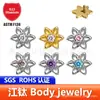 Arete de Titanio Jiangtai F136 con Flor Pequeña Incrustada con Circonita, Moderno Cuerpo de Aleación de Titanio G23 Joyería para Piercing Arete para Hélice de Oreja