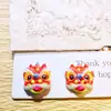 Decorações Populares para Unhas com Dança do Leão Estilo Chinês, Fofos Acessórios de Resina 3D para Unhas e Cabelo de Ano Novo