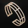 Pulsera Calada Estilo Europeo y Americano Moda Pulsera Elástica de Alambre de Acero con Diamantes Completos Fabricante de Joyería Pulsera para Mujer al por Mayor B257
