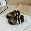 Zapatos de Cuero para Niñas Estilo Pastoral Cuadros Plisados Encaje Lazo Punta Redonda Retro Artístico Zapatos de Princesa para Niños