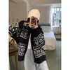 Otoño e Invierno 2025 Nuevo Suéter Geométrico Coreano de Patrón Rombo Suelto Suave y Sedoso Cárdigan de Punto Retro con Cuello Redondo para Mujer