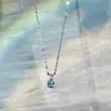 Collar Lágrimas Azules Gota de Agua, Plata de Ley 925, Ligero y Lujoso, Cadena Clavicular Gota de Agua de Alta Gama, Mismo Estilo que el de la Fan, Regalo de San Valentín