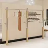 Estante de Exhibición para Tienda de Ropa Estante Creativo de Madera Acero Inoxidable Montado en Pared Colgador de Ropa Montado en Pared Perchero de Ropa de Pie