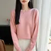 Suéter de punto con cuello redondo y pedrería transfronterizo para mujer, nueva colección de punto para mujer otoño 2026, jersey holgado versátil para usar como base