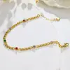 Pulsera de circonita pequeña de color de personalidad simple europea y americana, diseño de moda para mujer, sentido, adornos de mano de acero de titanio, no se desvanece, venta al por mayor, comodín