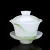 2026 Novo Método Antigo Jateado de Jade Branco Conjunto de Chá Semente de Gelo Conjunto de Chá Gongfu Gaiwan Taça Gongdao Caixa de Presente