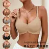 Ropa interior sexy sin costuras con estampado de leopardo, talla europea y americana, sujetador push-up inalámbrico fino, sujetador de talla grande para cruzar la frontera con cierre en la espalda