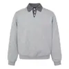 Sudadera ARES para Hombre Estilo Retro Americano a Cuadros Falso Dos Piezas Cuello Polo Hombro Normal Versátil Manga Larga Otoño/Invierno