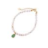Pulsera de plata de ley S925 con cuentas redondas de jade Pixiu chapadas en oro de One Deer, elegante y a la moda.