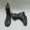 Botas de Motociclista com Cadarço Estilo Workwear Bico Redondo Femininas 2026 Novas Cinza de Cano Alto com Cadarço Confortáveis Fashionáveis Botas Western
