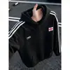 Moletom com capuz bordado estilo retrô americano, nova coleção de outono, corte solto e casual, versátil e moderno, adequado para casais