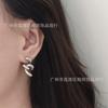 ED051 Aretes Europeos y Americanos Exagerados Neutrales Estilo BF para Pareja Puntada Cadena Cubana Acero Titanio Aretes Plata